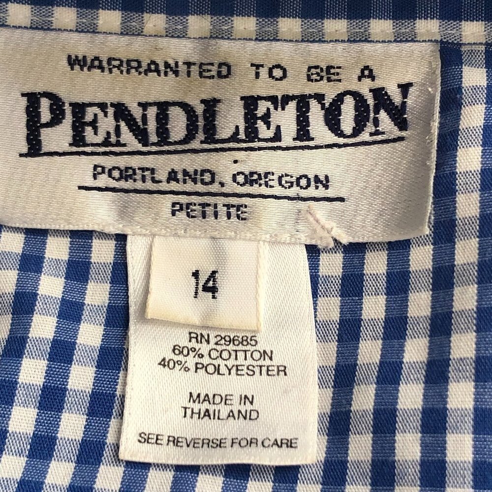 Pendleton Blue & White Gingham Shirt Women's Peti… - image 2